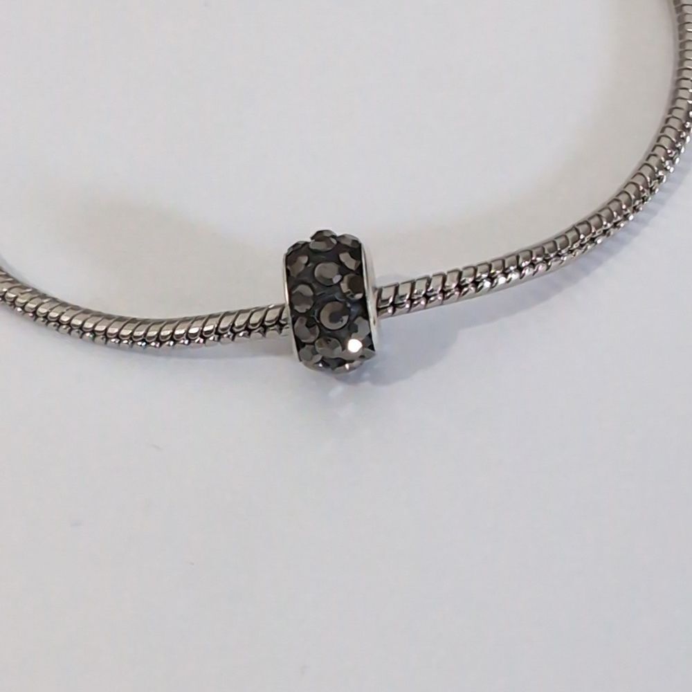 Silver Black with Black Rhinestones Charm for‎ Pandora Style Bracelet